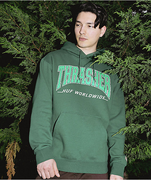 HUF x THRASHER Bayview Forest Green Hoodie