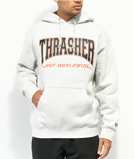 HUF x THRASHER Bayview Heather Grey Hoodie | Zumiez