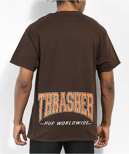 Tシャツ HIGH POINT S/S TEE ☆ HUF X THRASHER HUF x THRASHER High Point Brown T-Shirt | Zumiez