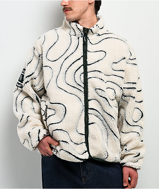 HUF x Toyota TRD Topography Tech White & Green Sherpa Zip Jacket
