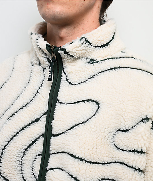 HUF x Toyota TRD Topography Tech White & Green Sherpa Zip Jacket