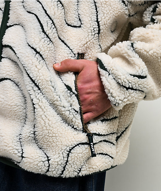 HUF x Toyota TRD Topography Tech White & Green Sherpa Zip Jacket