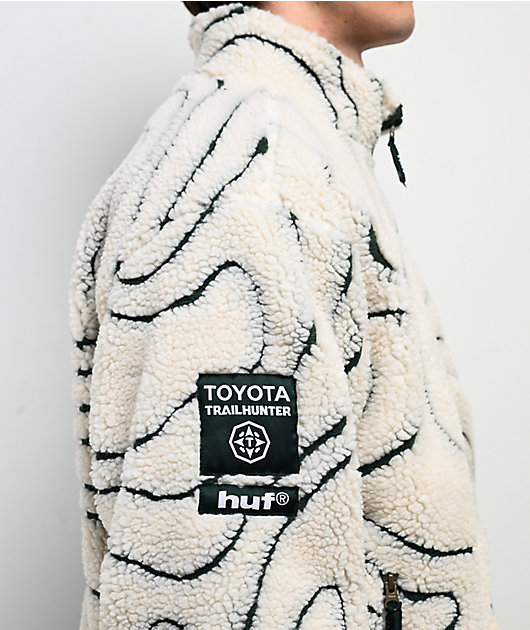 HUF x Toyota TRD Topography Tech White & Green Sherpa Zip Jacket