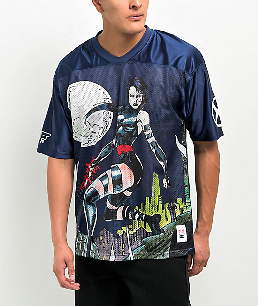 HUF x X-Men Psylocke Navy Blue Football Jersey | Zumiez