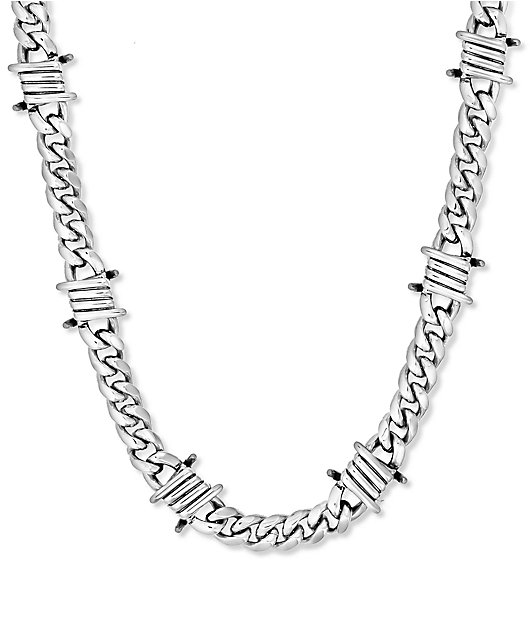 Half Hearted Barbwire 10mm 20" Silver Chain Necklace