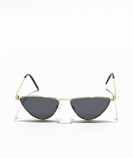 Half Moon Black & Gold Cat Eye Sunglasses
