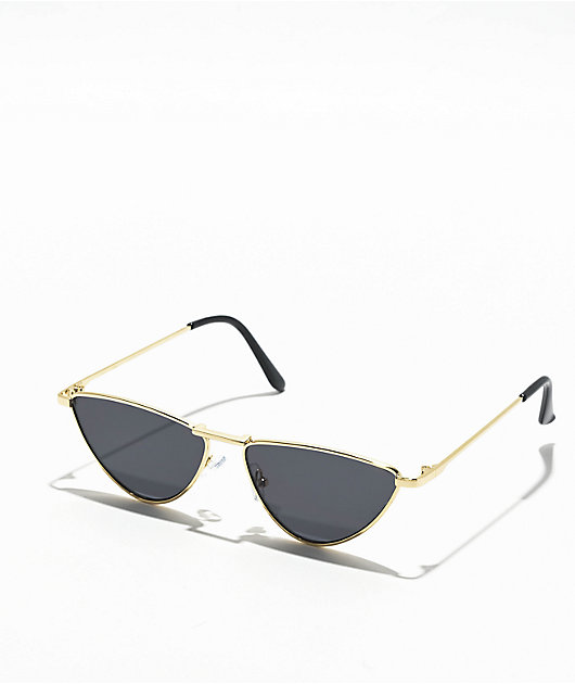 Half Moon Black Gold Cat Eye Sunglasses Zumiez