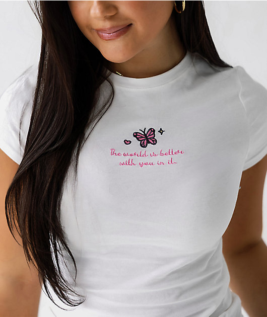 Happy Camp3r Butterfly Baby White T-Shirt
