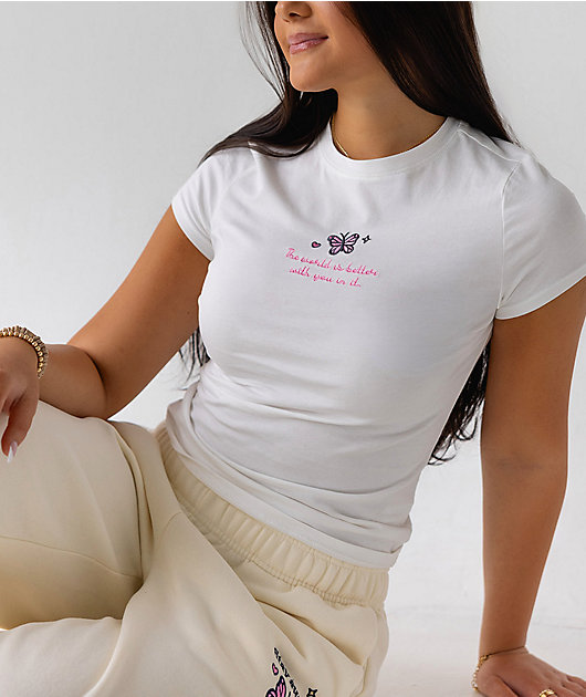 Happy Camp3r Butterfly Baby White T-Shirt