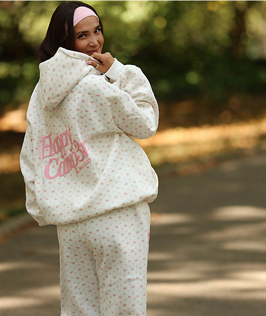 Happy Camp3r Garden Confetti Puff Core White Hoodie