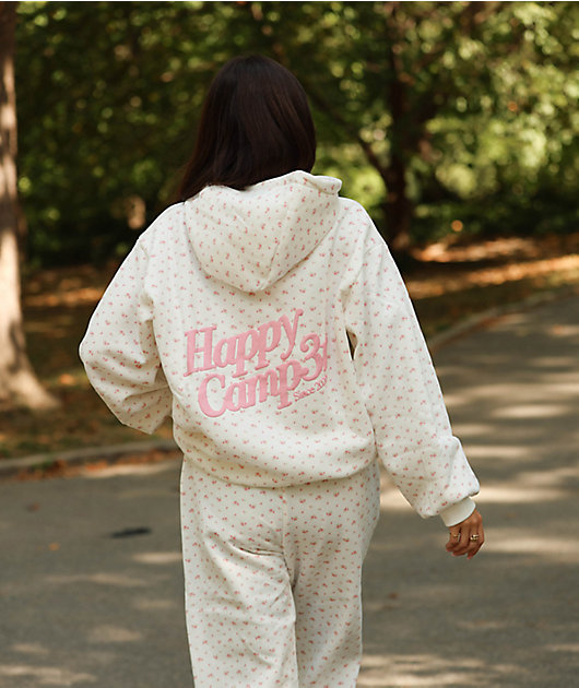 Happy Camp3r Garden Confetti Puff Core White Hoodie