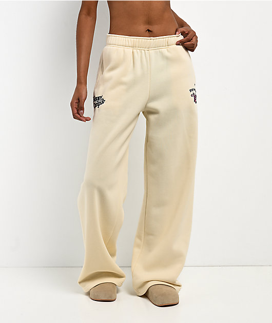 Happy Camp3r The World Is Better Cream Sweatpants