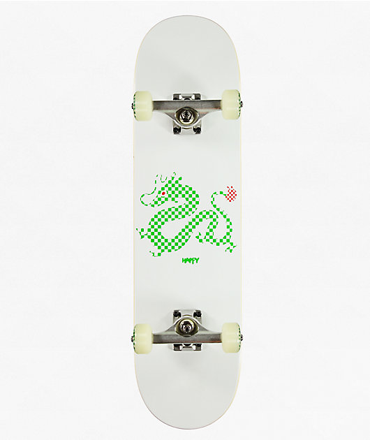 Happy Checker Dragon White 7.75" Skateboard Complete