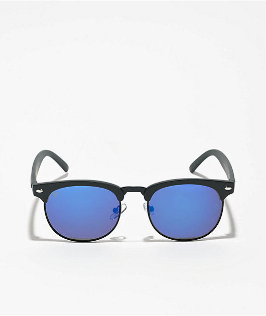 Happy Hour G2 Matte Black Blue Mirror Polarized Sunglasses