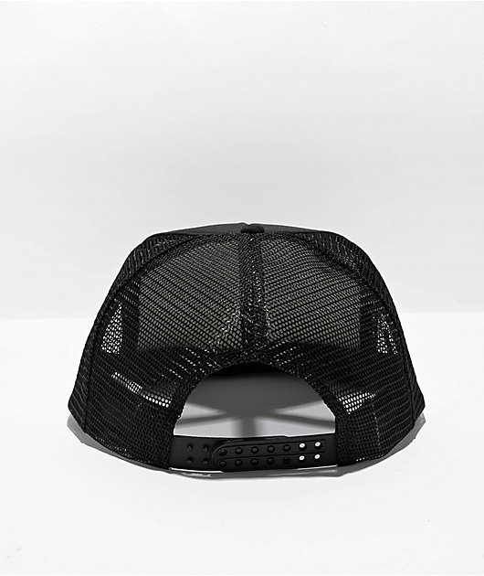 Happy Hour Skull And Roses Black Trucker Hat