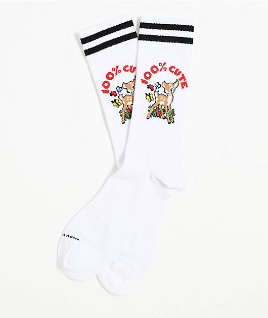 Happy Socks 100% Cute White Crew Socks