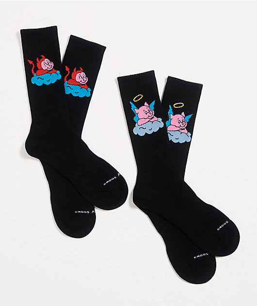 Happy Socks Good Pig Black 2-Pack Crew Socks