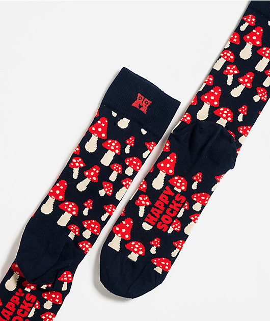 Happy Socks Mushroom Navy Crew Socks