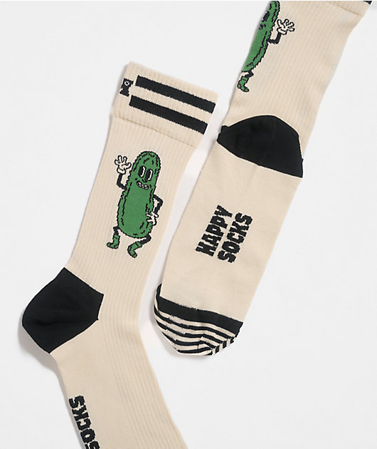 Happy Socks Pickle Beige Crew Socks