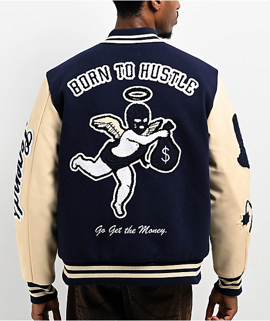 Hasta Muerte スタジャン ストリート Hiphop お兄系 アメカジ Hasta Muerte Legends Navy & Cream Letterman Jacket | Zumiez