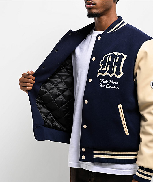 tenriロゴジャケットとUniversityジャケットセット Hasta Muerte Legends Navy & Cream Letterman Jacket | Zumiez