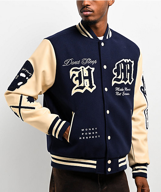 Hasta Muerte Legends Navy & Cream Letterman Jacket | Zumiez