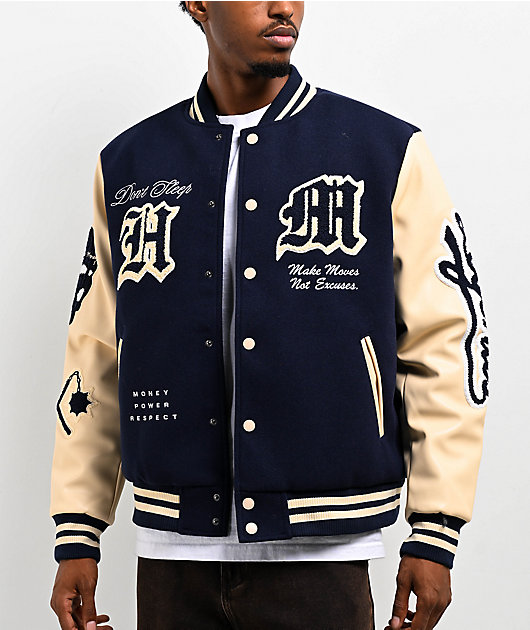 Hasta Muerte Legends Navy & Cream Letterman Jacket | Zumiez