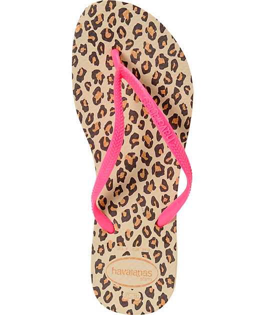 havaianas leopard print flip flops