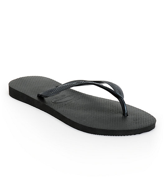 havaianas slim flip flops black