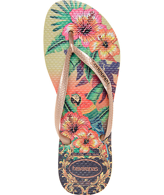 Havaianas Womens Slim Flip Flop Sandals Tropical 