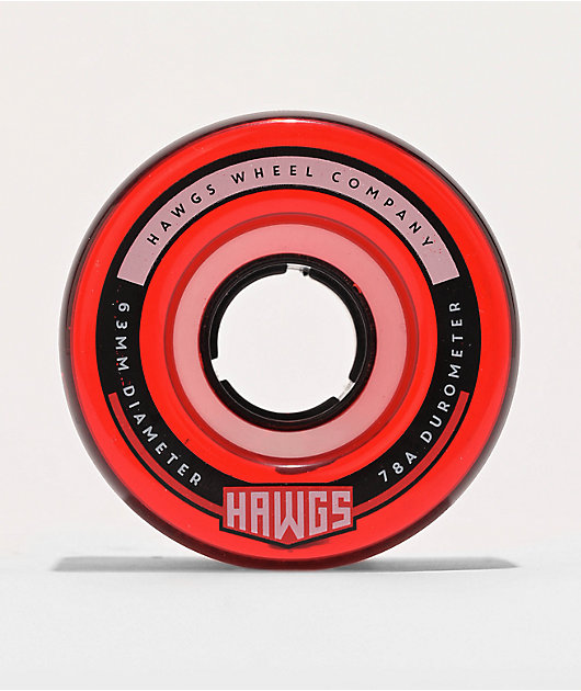 Hawgs Fatty 63mm 78a Clear Red Cruiser Skateboard Wheels