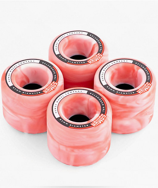 Hawgs Fatty 63mm 78a Pink & White Swirl Cruiser Skateboard Wheels