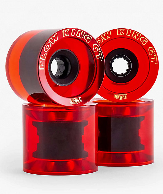 Hawgs Plow King GT 74mm 76a Red Gloss Cruiser Skateboard Wheels