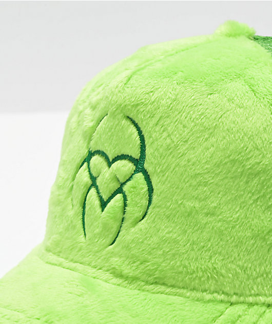 Hazheart Logo Green Fuzzy Trucker Hat | Zumiez display picture 3