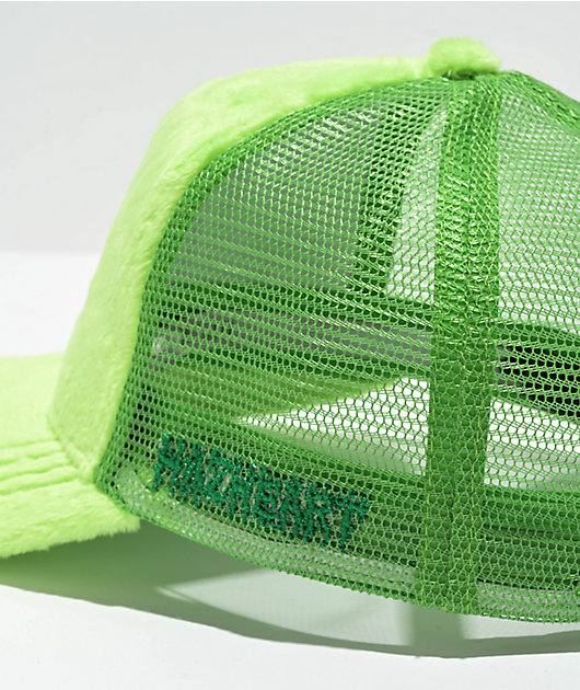 HAZEHEART Snapback Hat Green Plush Retro Trucker Mesh Womens Vintage 80s Full Mesh Green Trucker Hat - Blank, Deadstock  main image 3