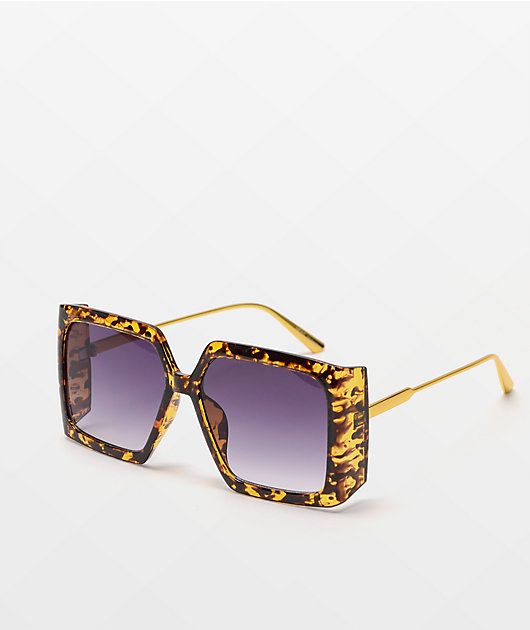 Heat Oversized Square Tortoise Sunglasses
