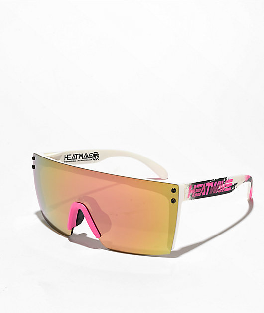 Heat Wave Lazer Face Rose Gold White Sunglasses