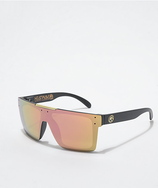 Rose Gold Heatwaves Heatwave Visual Vise Sunglasses: Frosted Smoke