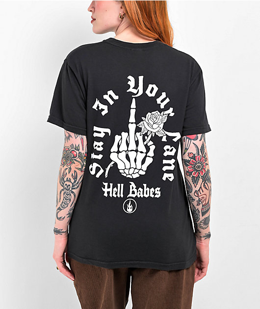 Hell Babes Stay In Your Lane Black T-Shirt