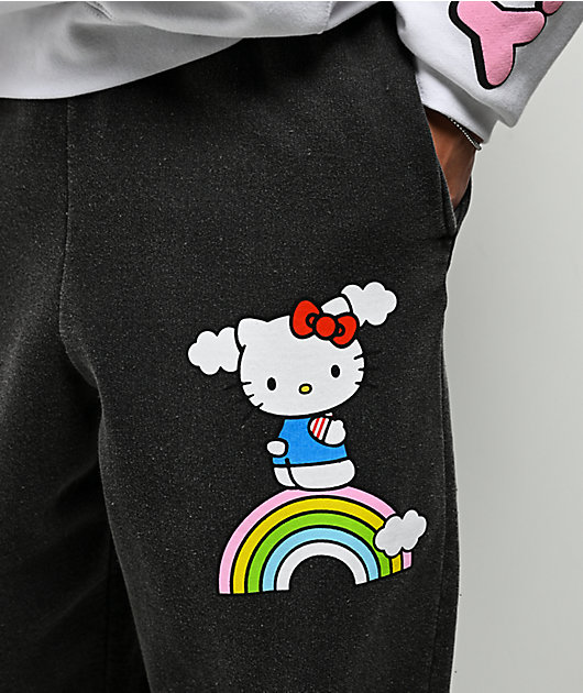 Hello Kitty® & Friends | A.LAB Hello Kitty Over The Rainbow Black Wash Sweatpants