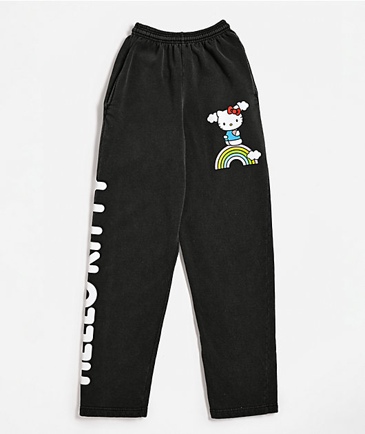 Hello Kitty® & Friends | A.LAB Hello Kitty Over The Rainbow Black Wash Sweatpants