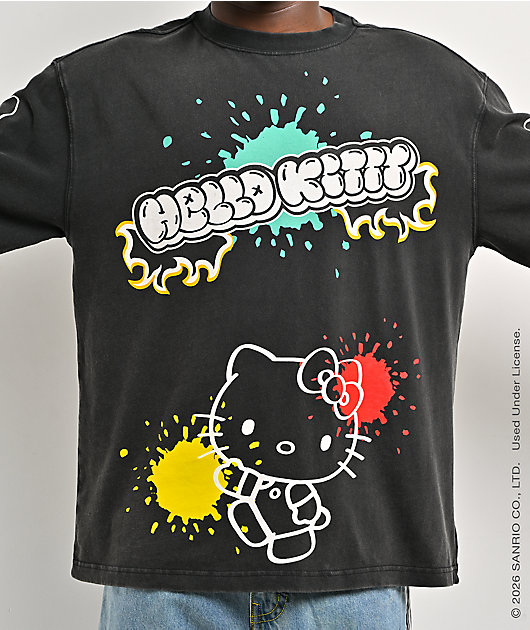 Hello Kitty® and Friends | A.LAB Hello Kitty® Tokyo Skate Black Wash Long Sleeve T-Shirt