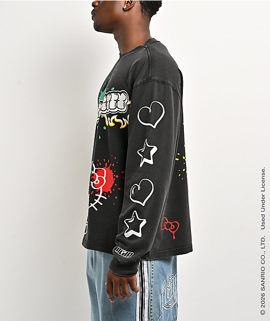 Hello Kitty® and Friends | A.LAB Hello Kitty® Tokyo Skate Black Wash Long Sleeve T-Shirt