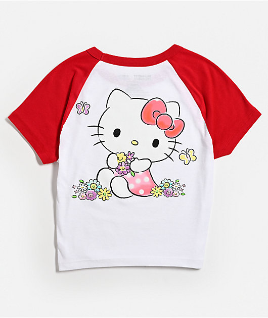 Hello Kitty® and Friends | A.LAB Hello Kitty Pink Ribbon White & Red Crop T-Shirt