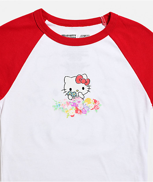 Hello Kitty® and Friends | A.LAB Hello Kitty Pink Ribbon White & Red Crop T-Shirt