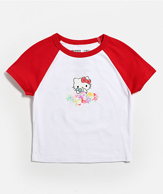 Hello Kitty® and Friends | A.LAB Hello Kitty Pink Ribbon White & Red Crop T-Shirt