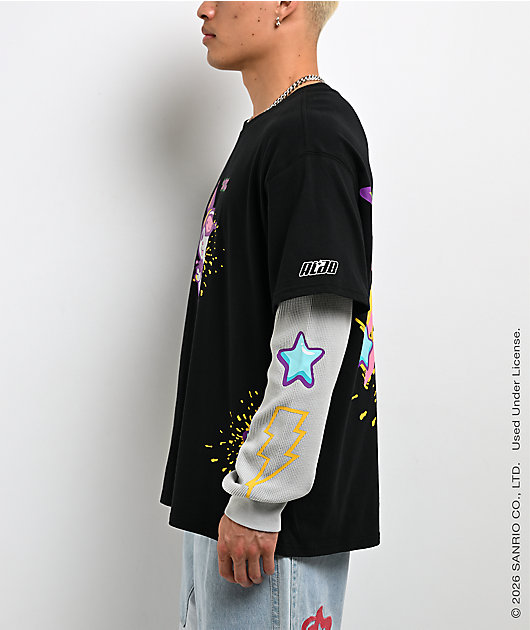 Hello Kitty® and Friends | A.LAB Kuromi™ Tokyo Skate Black & Grey 2fer Long Sleeve T-Shirt