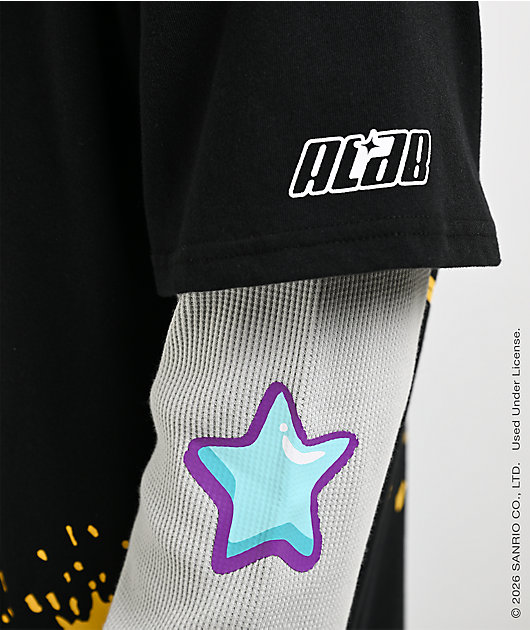 Hello Kitty® and Friends | A.LAB Kuromi™ Tokyo Skate Black & Grey 2fer Long Sleeve T-Shirt