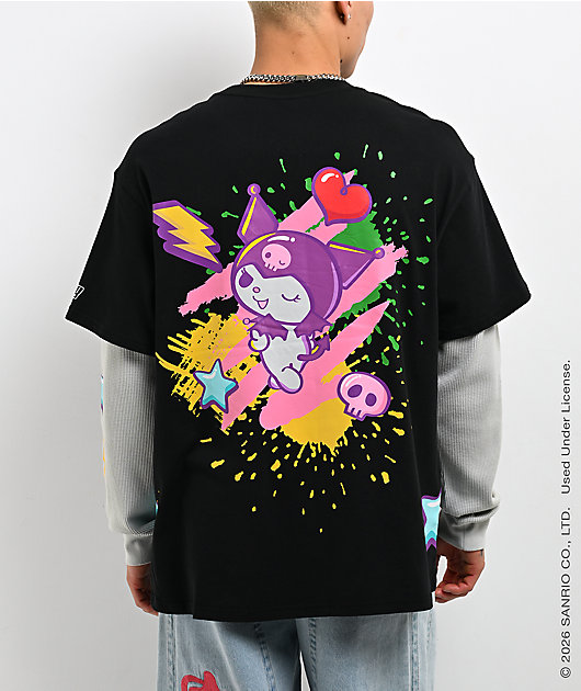 Hello Kitty® and Friends | A.LAB Kuromi™ Tokyo Skate Black & Grey 2fer Long Sleeve T-Shirt