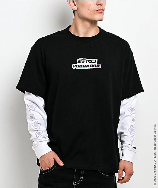 Hello Kitty® and Friends | A.LAB Pochacco™ Cyber Y2K Black & White 2fer Long Sleeve T-Shirt